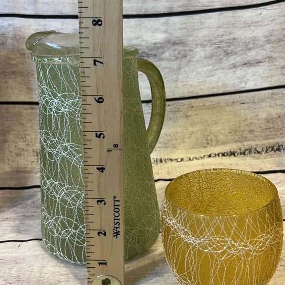 Color Craft Corp Green Spaghetti String Pitcher and Roly Poly Glass - Picture 3 of 3